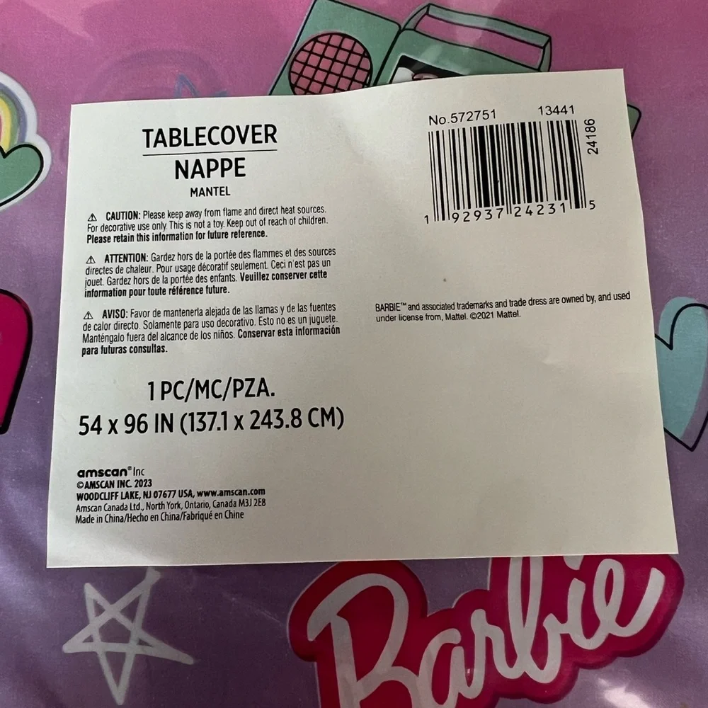 Barbie Dream Together Plastic Table Cover - 54